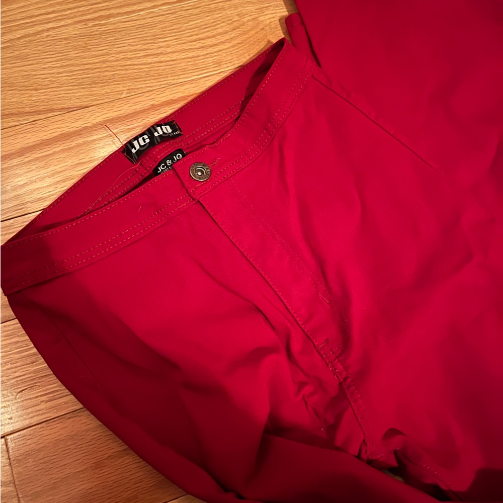 Red flare stretchy jeans